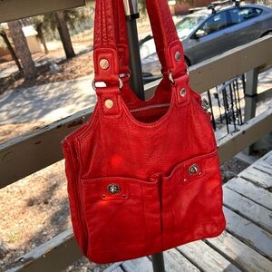 Amazing Mark Jacobs leather cherry red bag, fully restored!vintage tote bag